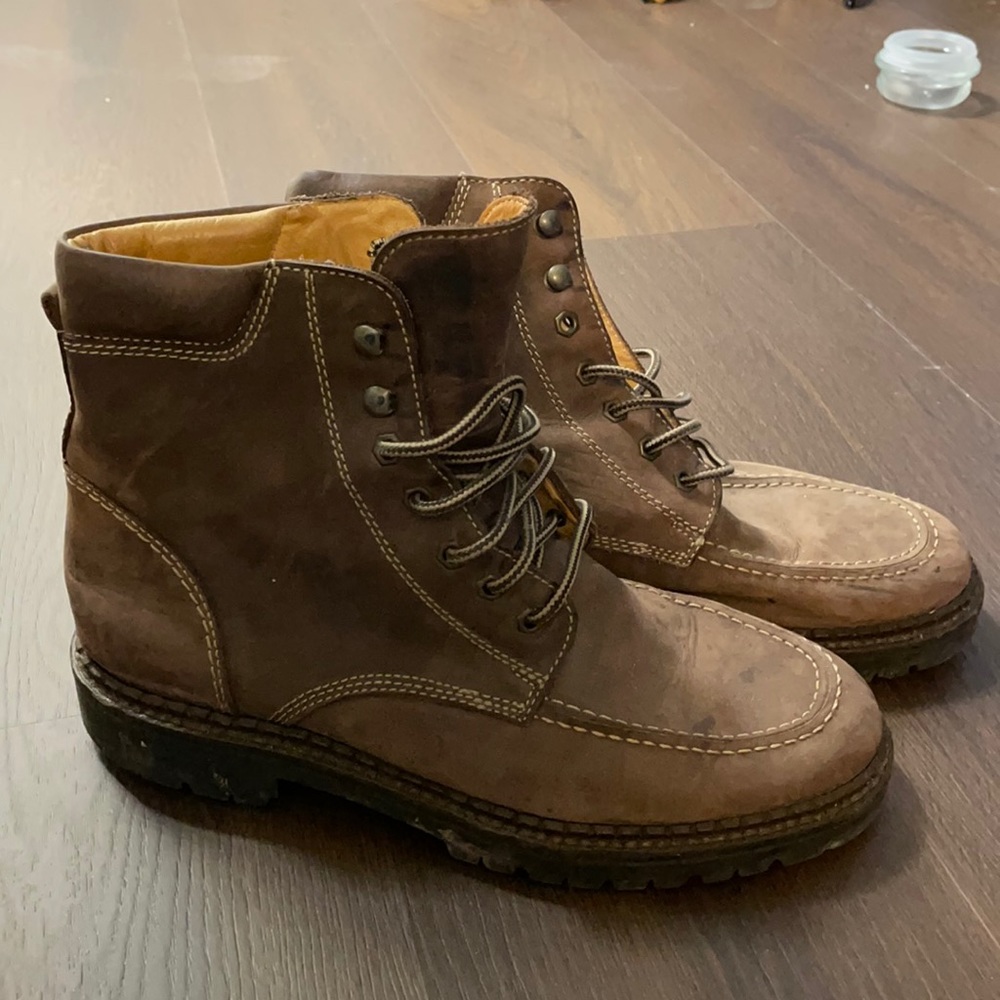 J. CREW Lace Up Leather Brown Boots Size 10